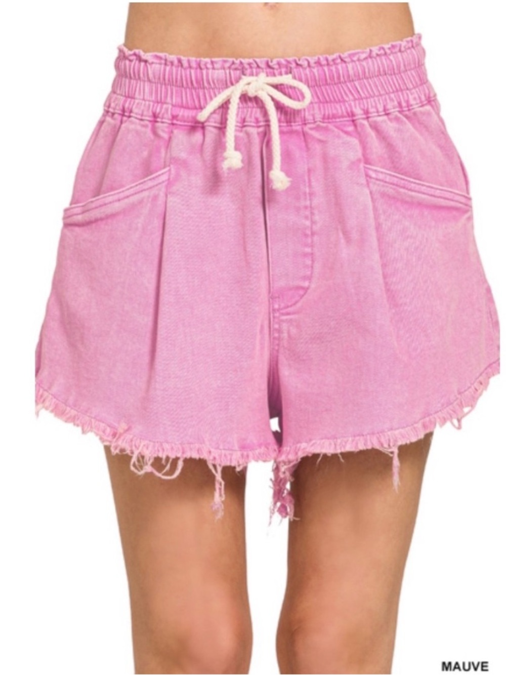 #1479 2 Colors Zenana Washed Frayed Hem Denim Shorts